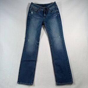 Sliver Jeans Womens 27 Blue Suki Straight Mid Rise Medium Wash Stretch